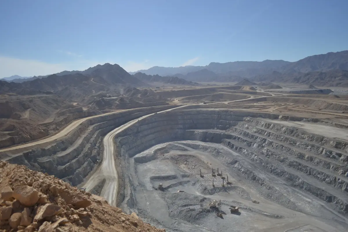 Terraced open pit mine in the mountains of the Eastern Desert
